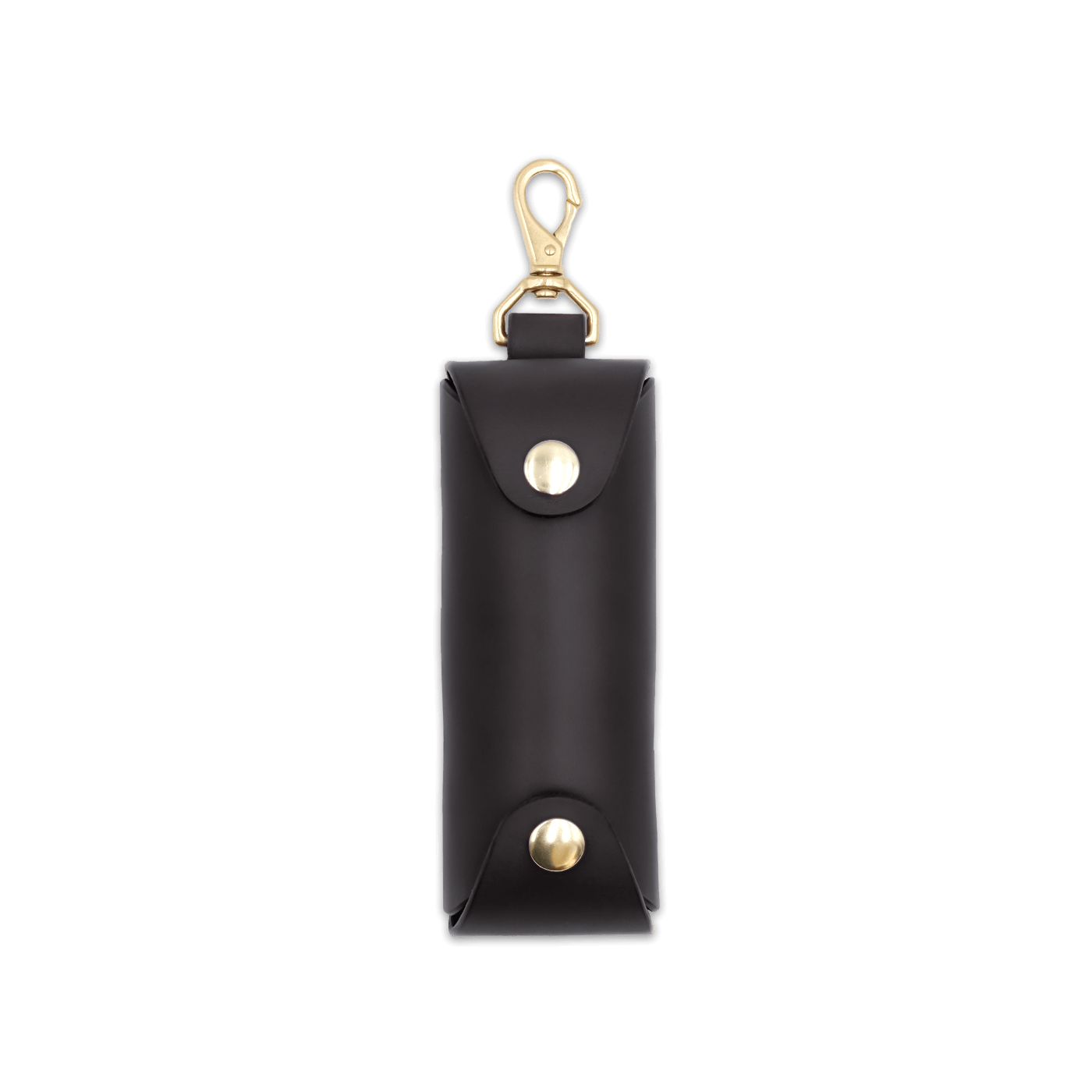Woolly Made black leather Golf Ball Sleeve with brass hardware.