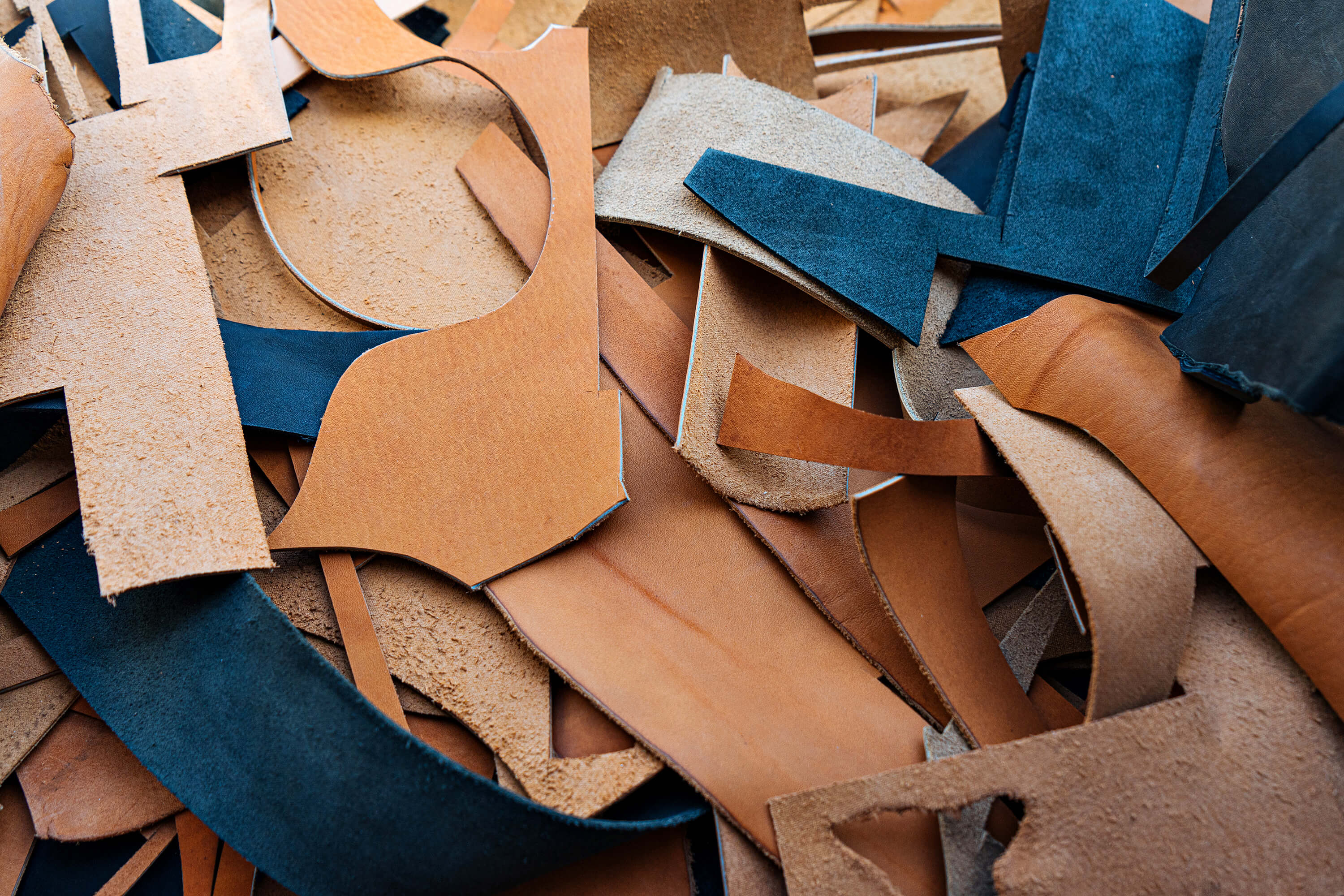 Pile of leather scraps.