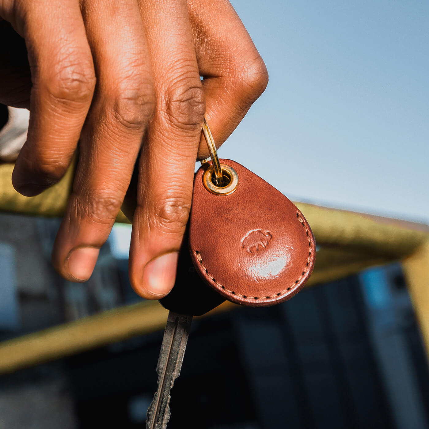 AirTag Keychain in brown leather