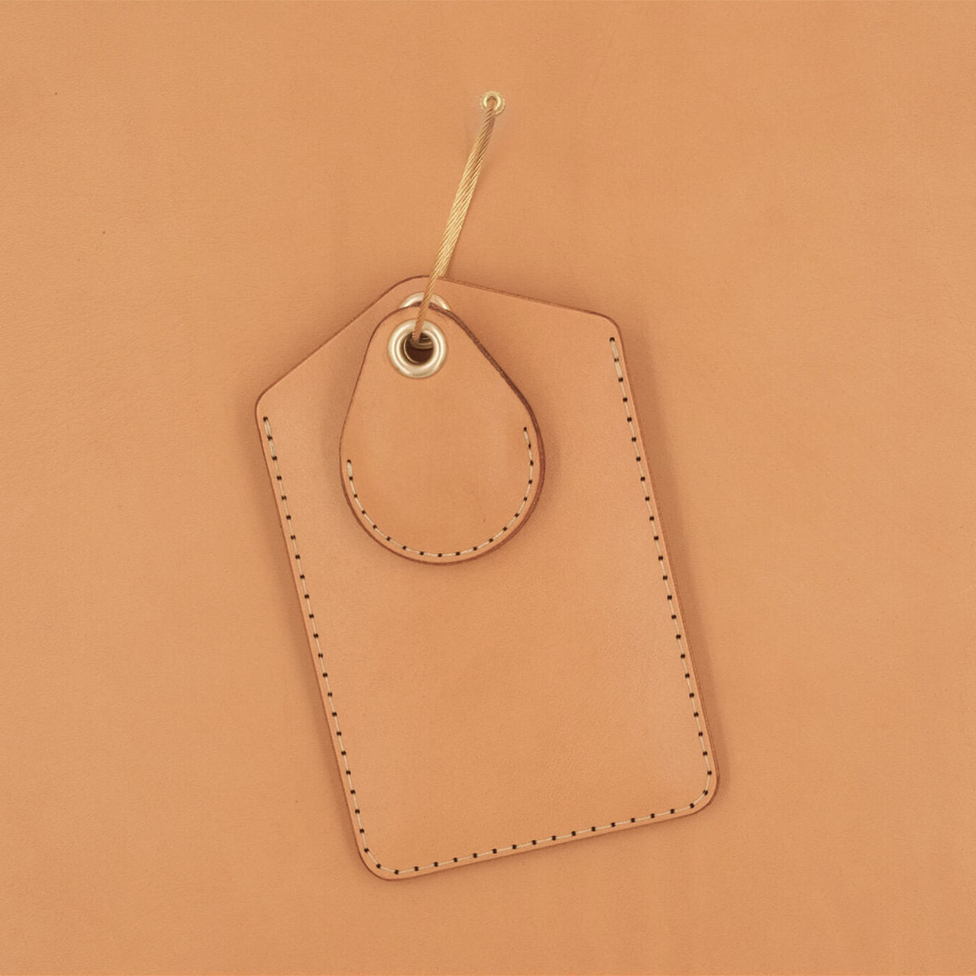 Tan leather Executive Luggage Tag with Tan leather AirTag holder, and brass luggage loop