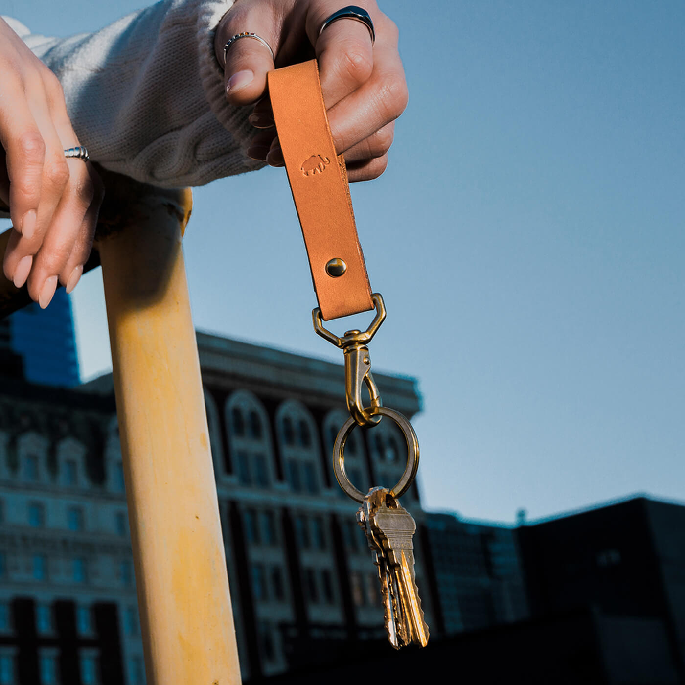 Loop Keychain in tan leather