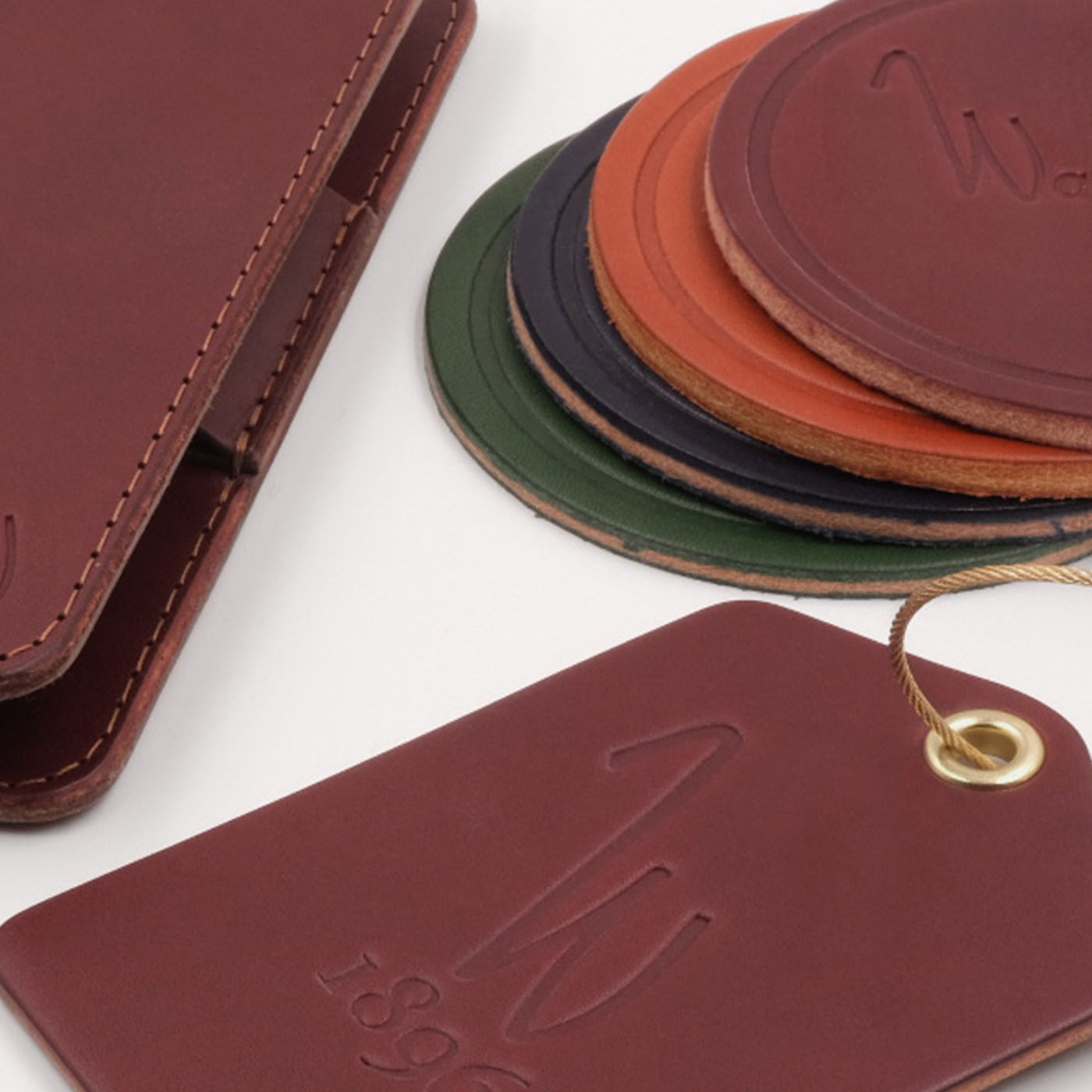 Simple Bag Tag in burgundy leather with Waverley Golf Club logo
