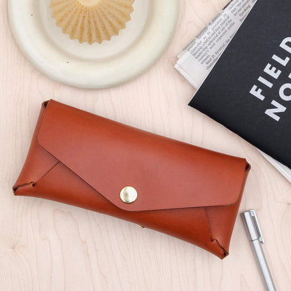 Woolly Made Glasses Case with a brass snap closure