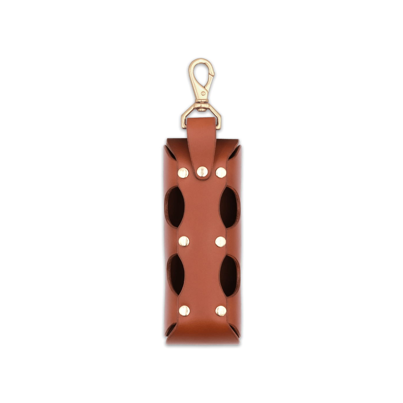 Brown leather Golf Ball Sleeve back.