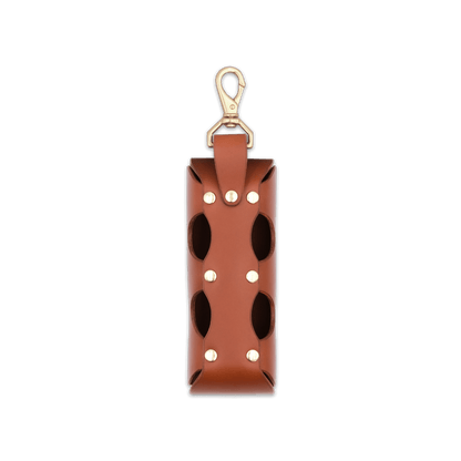 Brown leather Golf Ball Sleeve back.