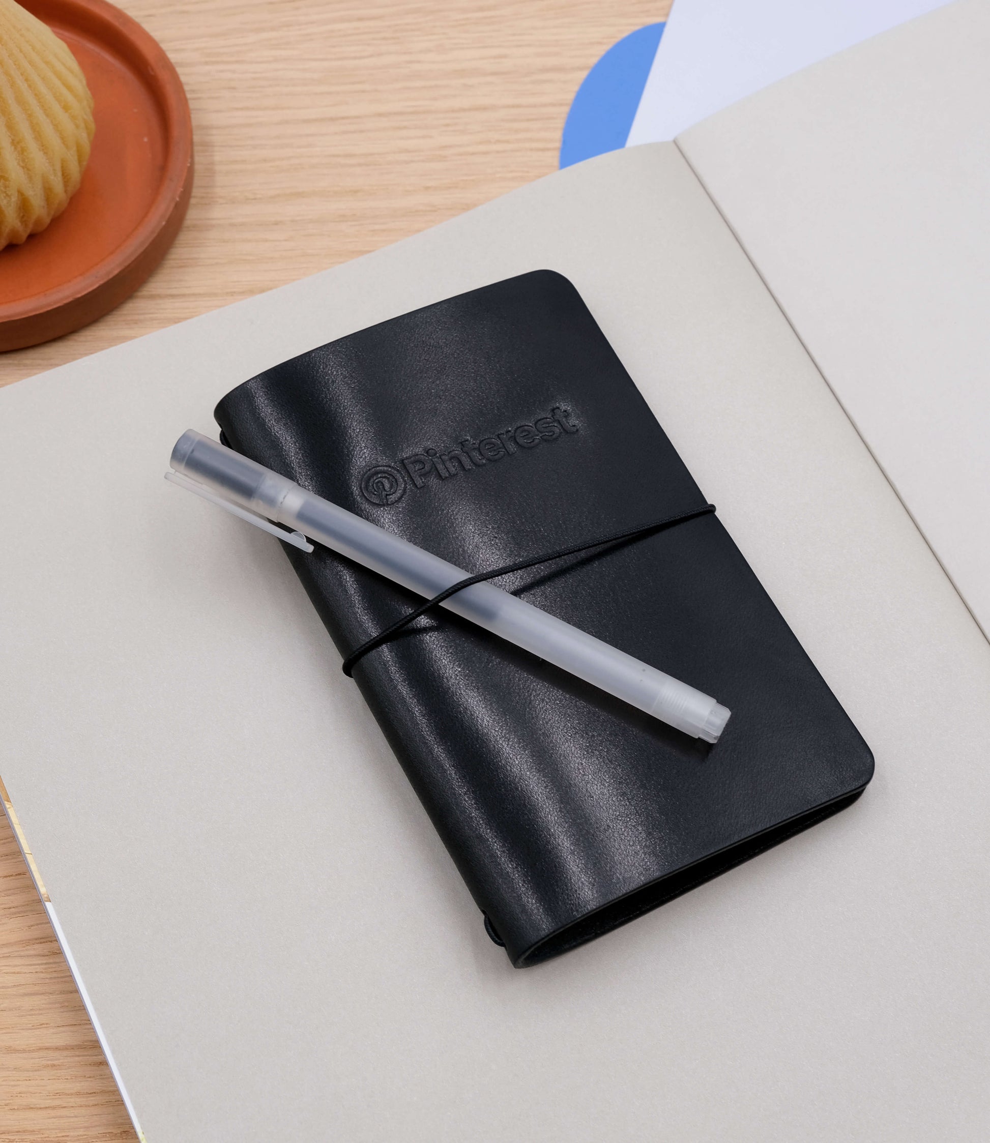 Pocket Journal with Pinterest debossed logo.