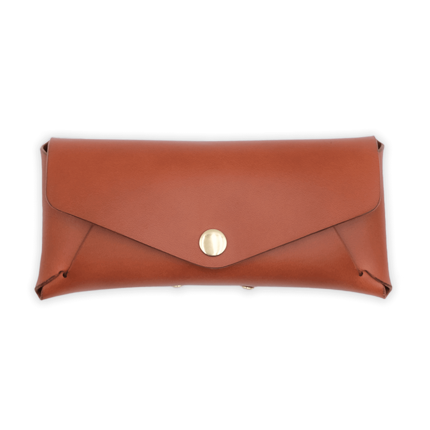 Front view of our Glasses Case in Brown Leather.