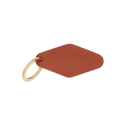 Brown leather diamond shape with brass hardware