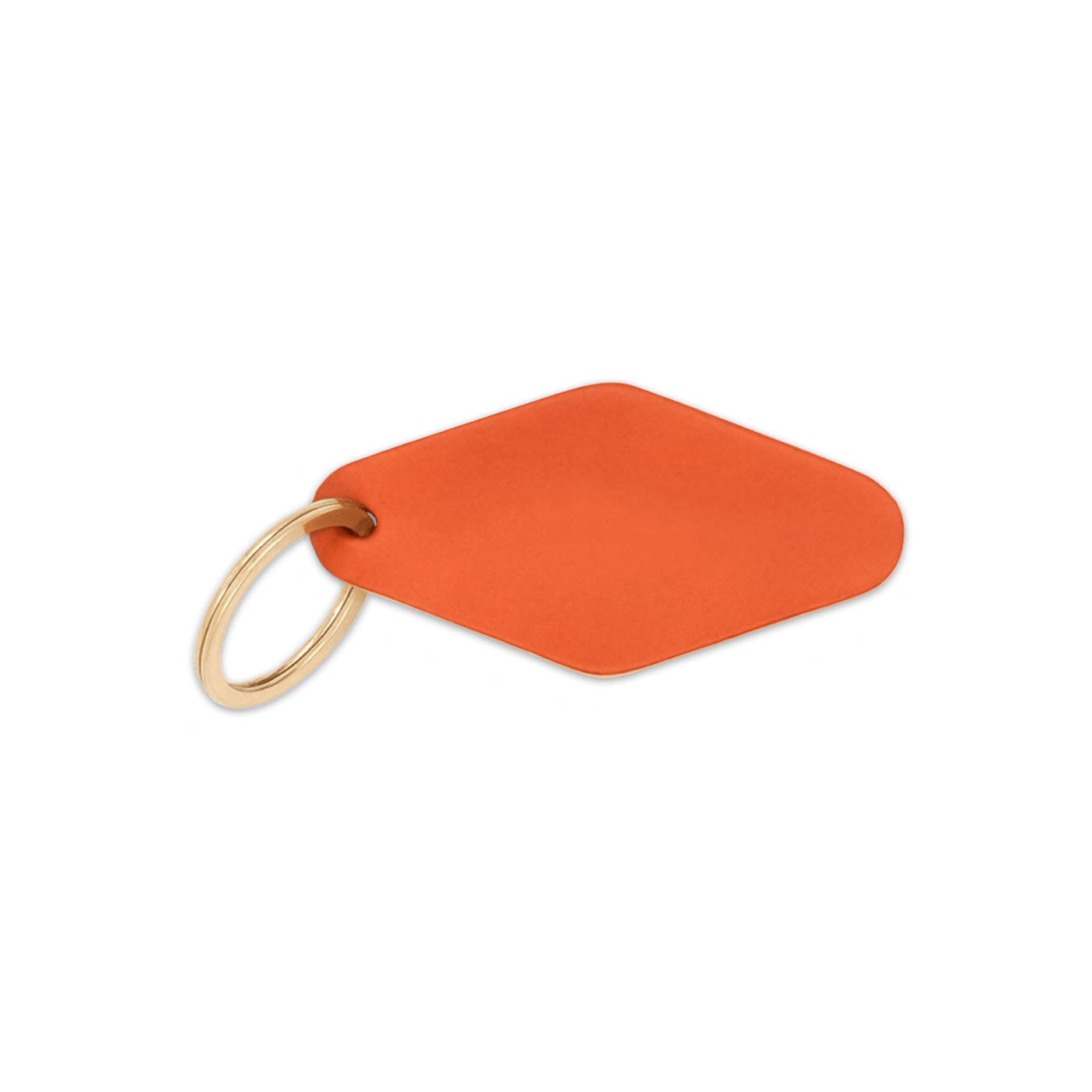 Orange leather diamond shape with brass hardware