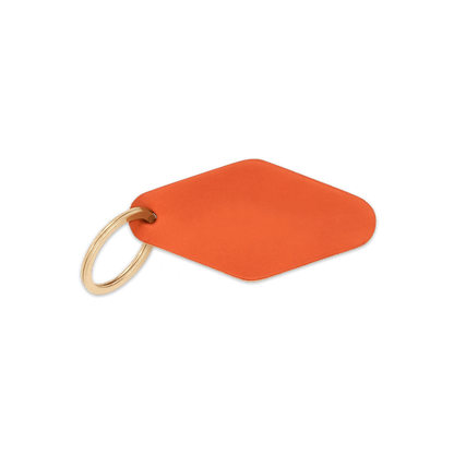 Orange leather diamond shape with brass hardware