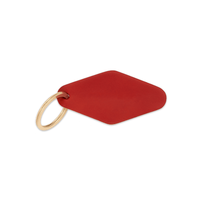 Red leather diamond shape with brass hardware