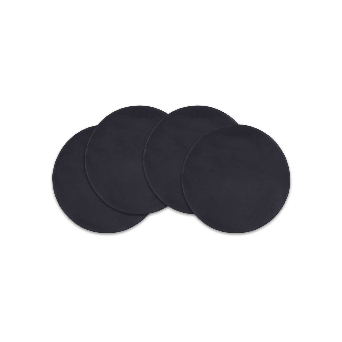 Black leather round coasters spread out