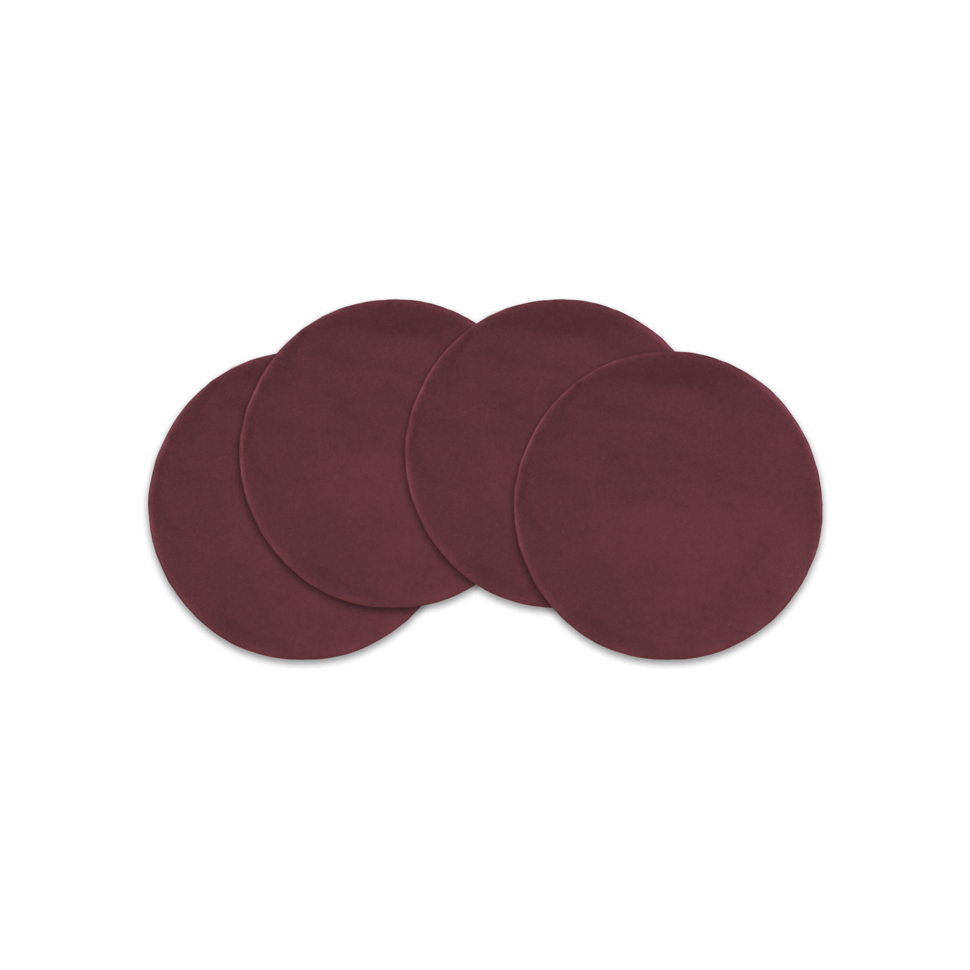 Burgundy leather round coasters spread out