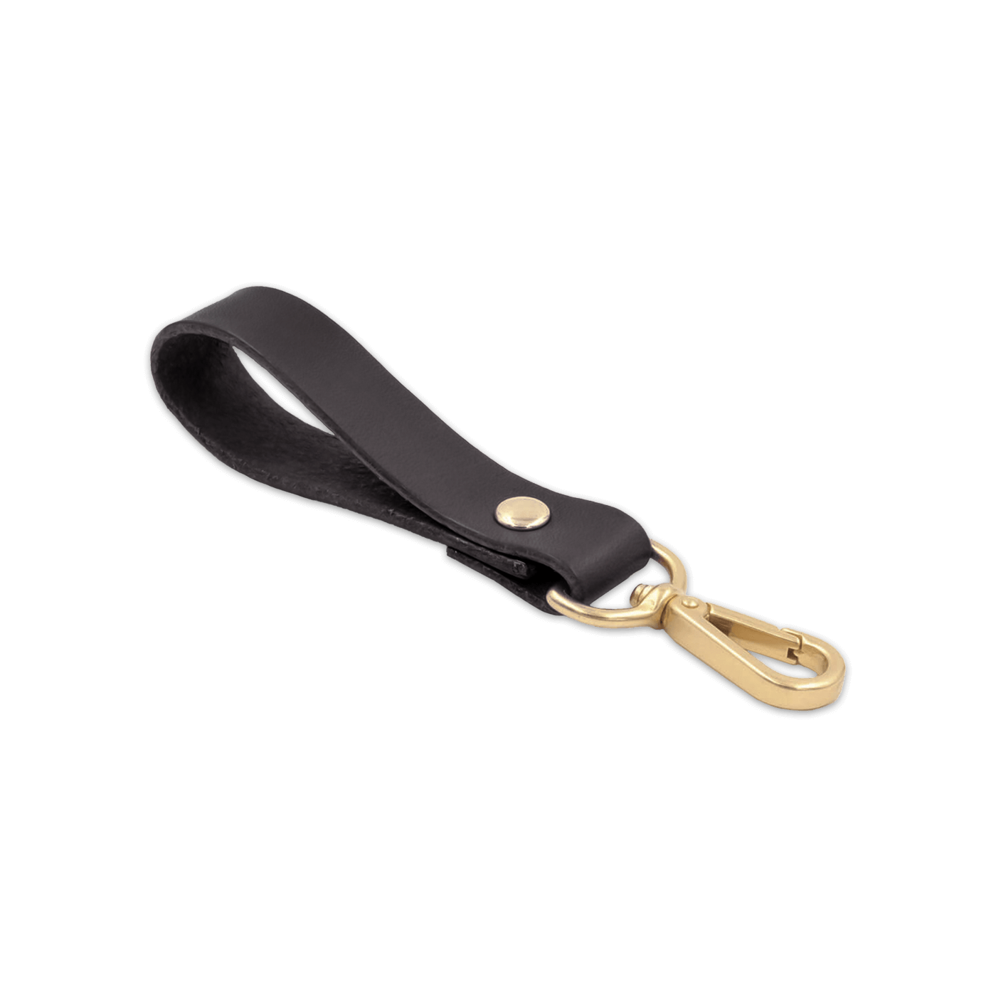 Black leather loop with brass hardware