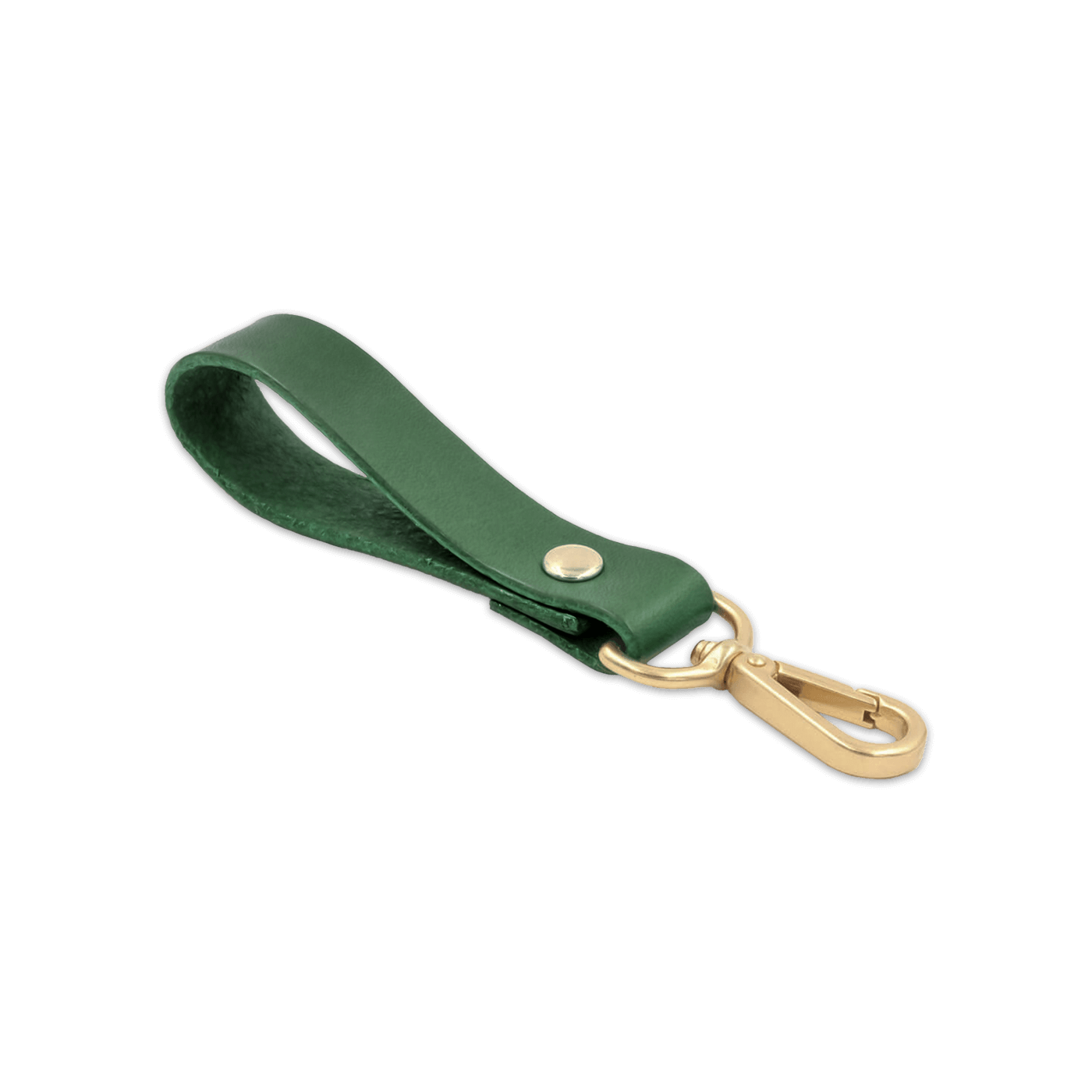 Green leather loop with brass hardware