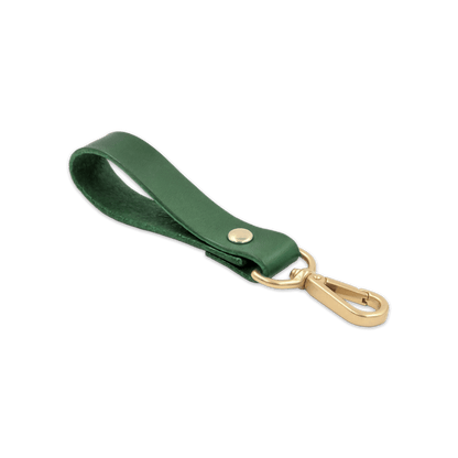 Green leather loop with brass hardware