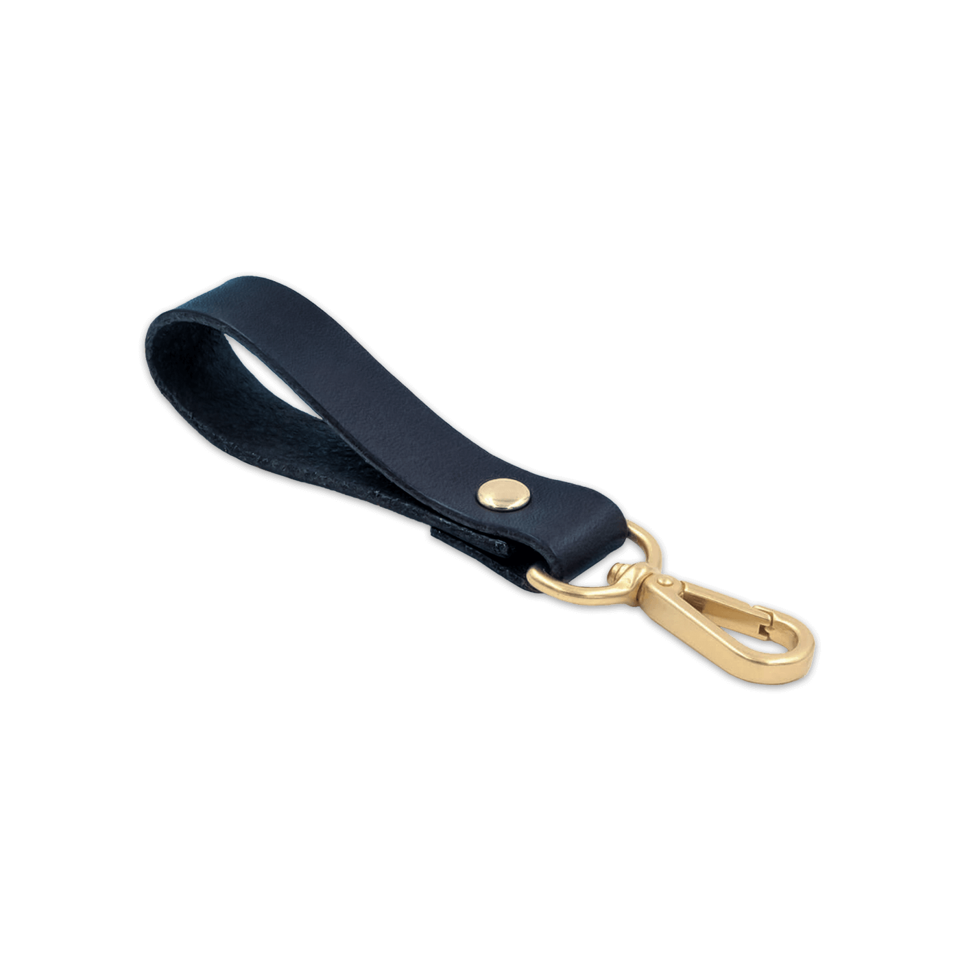 Navy leather loop with brass hardware