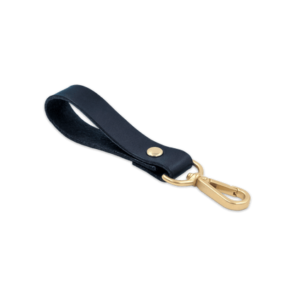 Navy leather loop with brass hardware