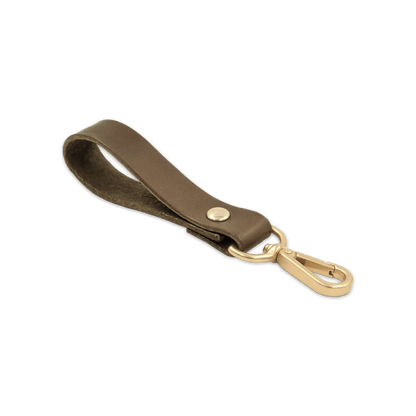 Olive leather loop with brass hardware