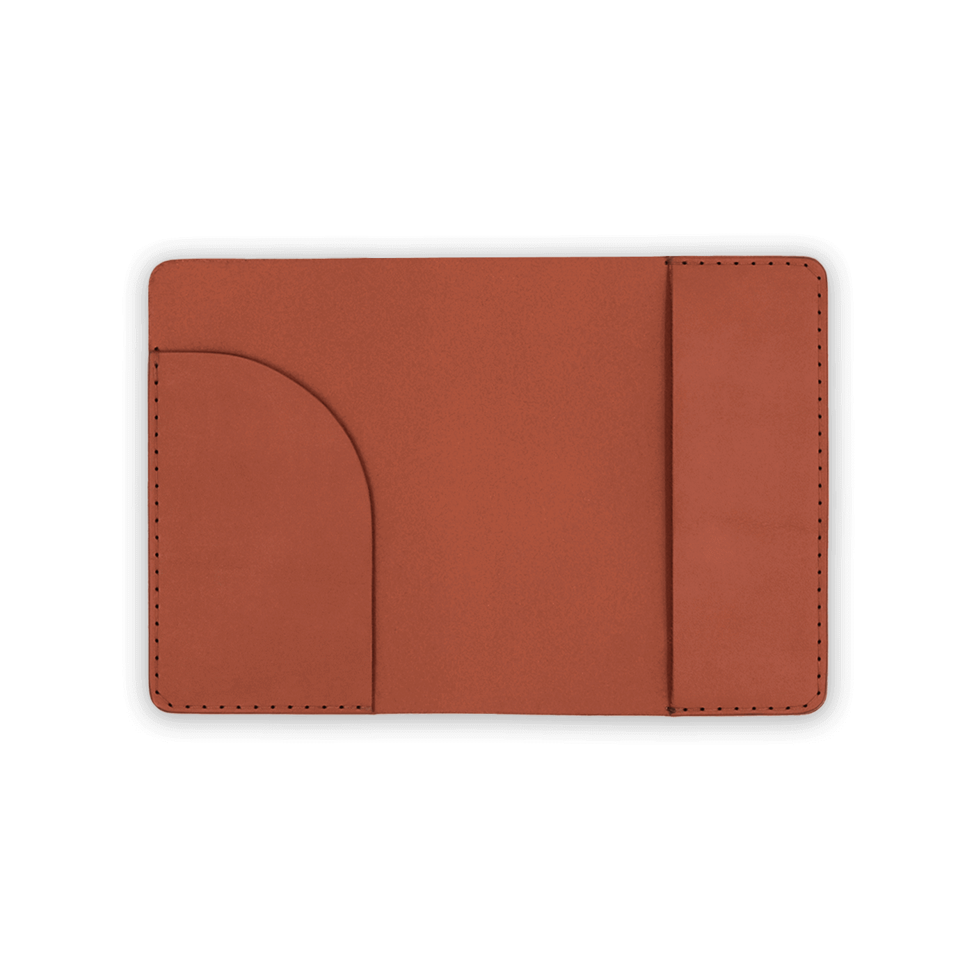 Brown leather Passport Cover open view without passport.