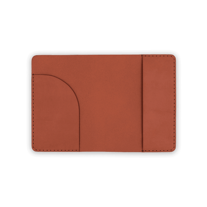 Brown leather Passport Cover open view without passport.