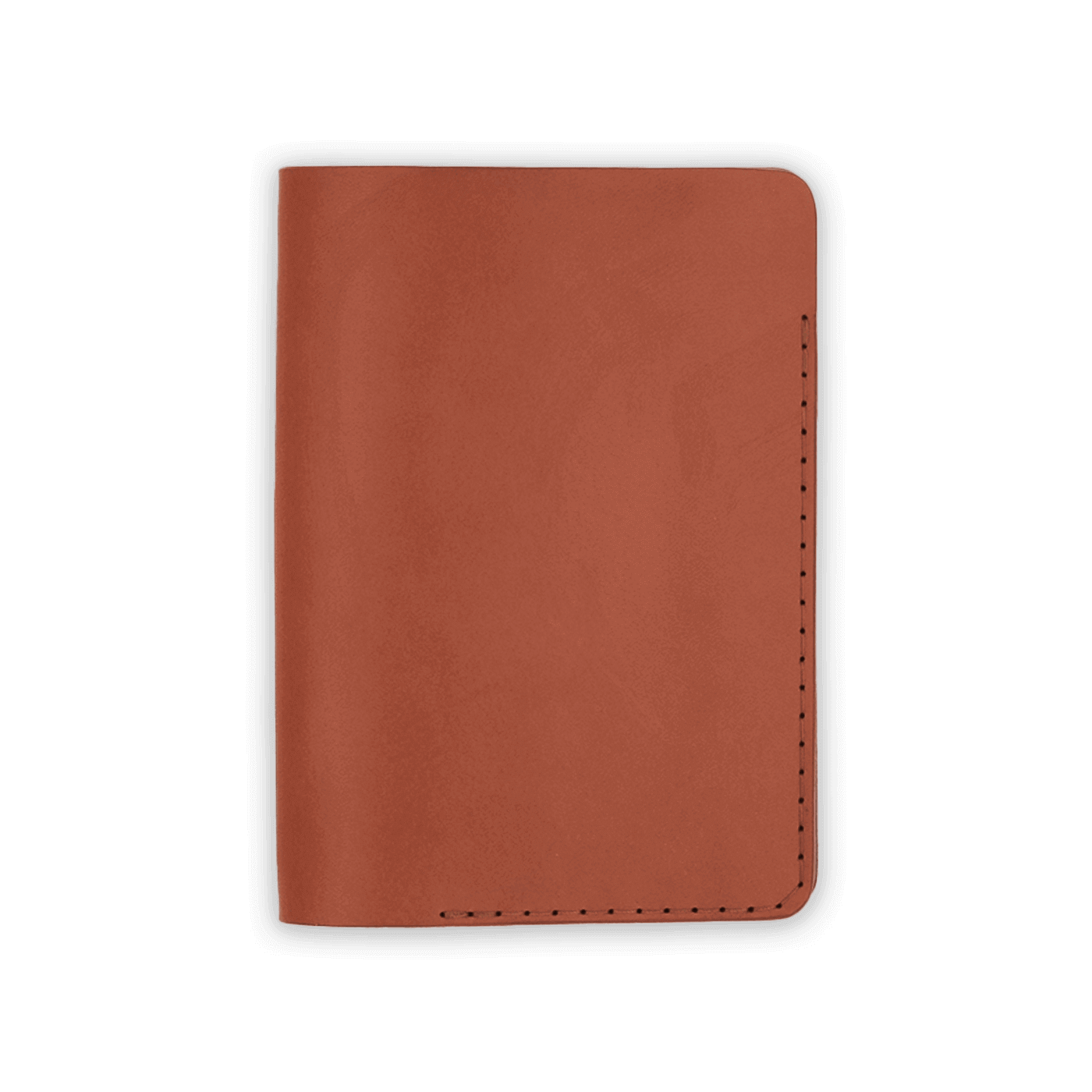 Brown leather Passport Cover closed view.