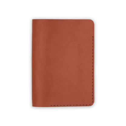 Brown leather Passport Cover closed view.