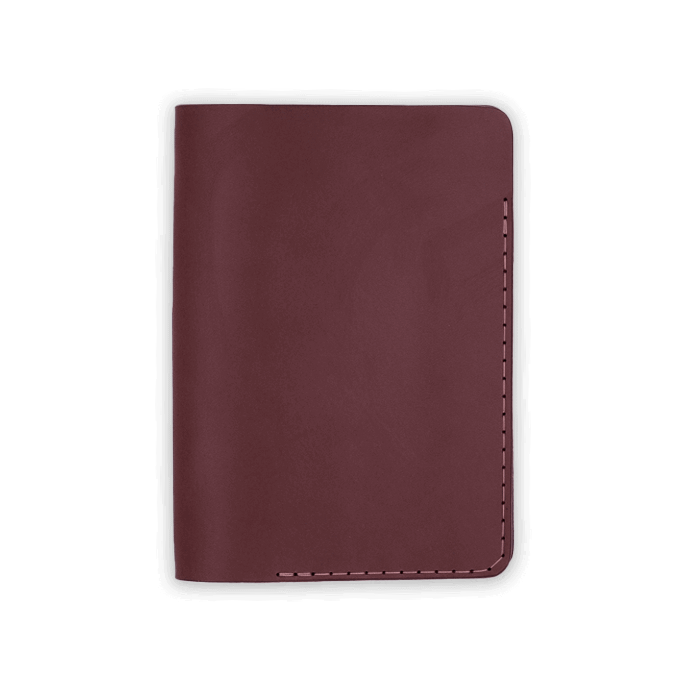 Burgundy leather Passport Cover closed view.