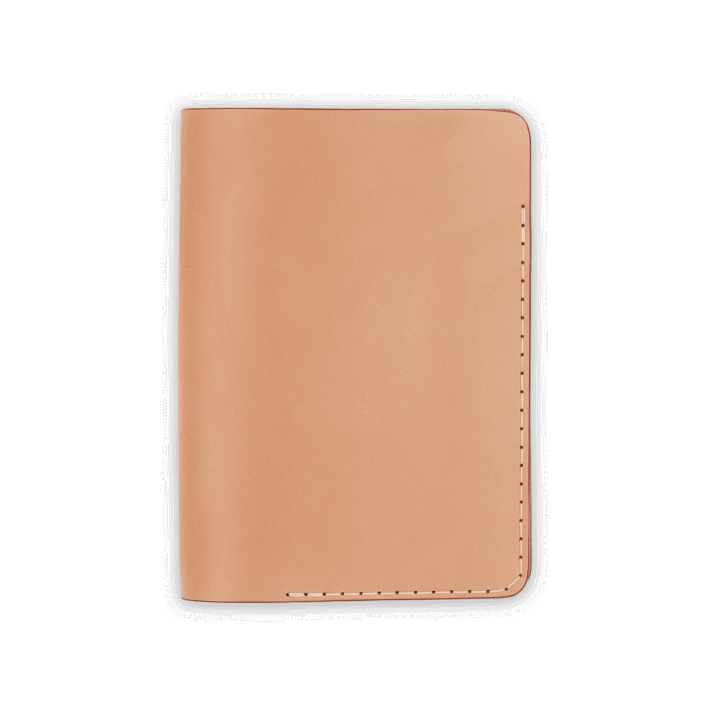 Natural leather Passport Cover closed view.