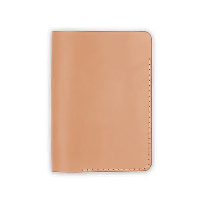 Natural leather Passport Cover closed view.