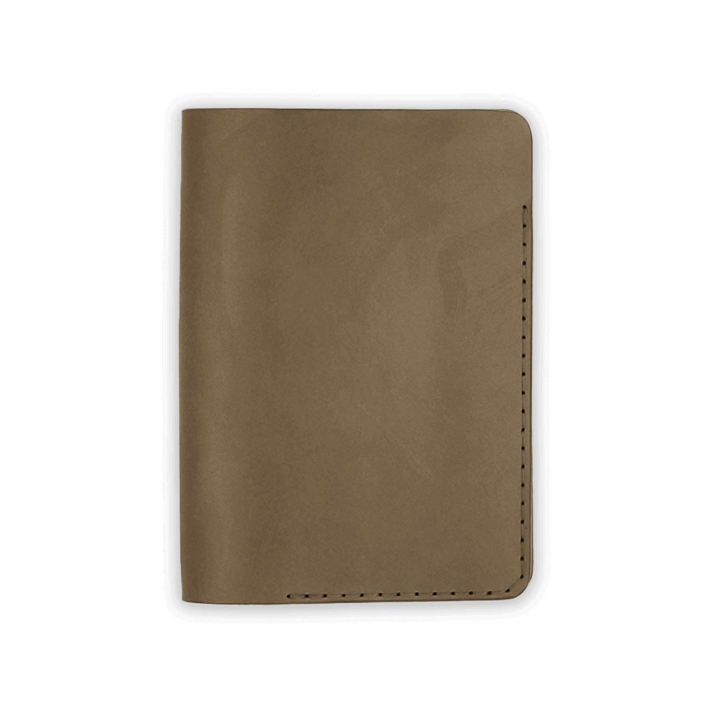 Olive leather Passport Cover closed view.