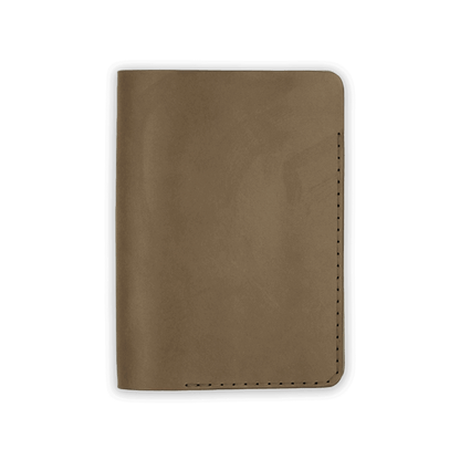 Olive leather Passport Cover closed view.