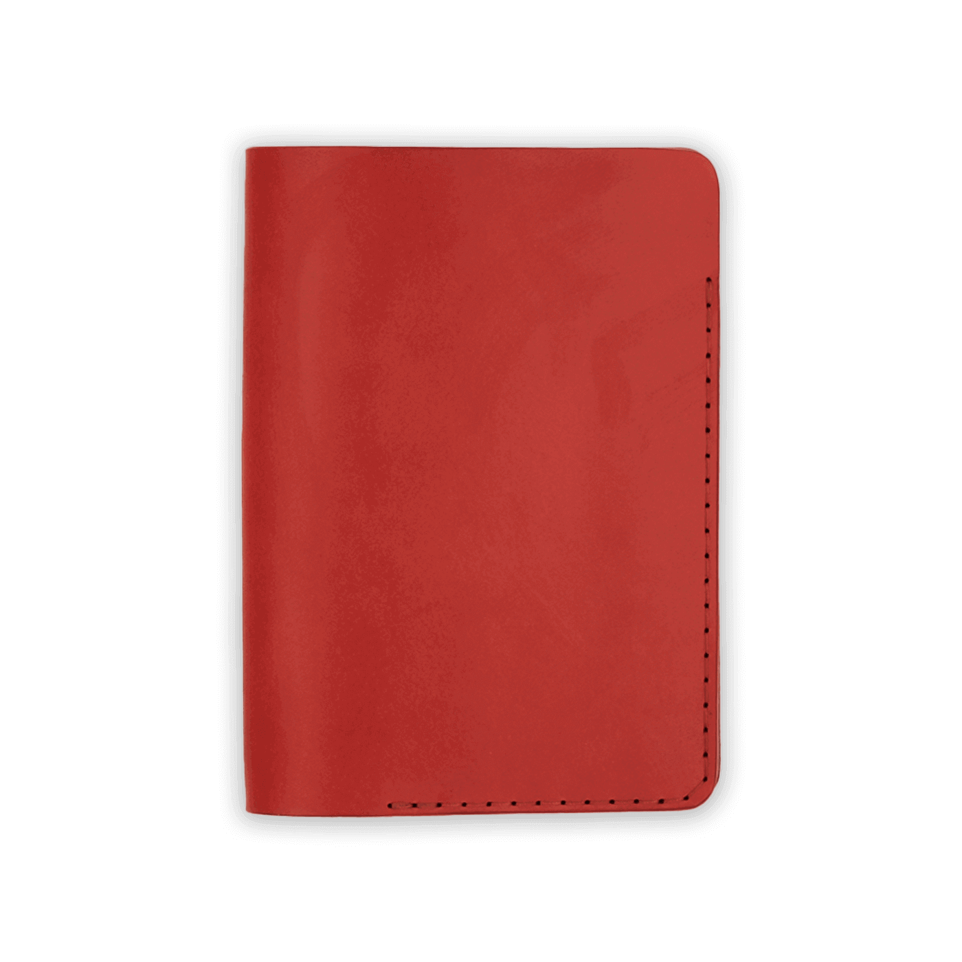 Red leather Passport Cover closed view.