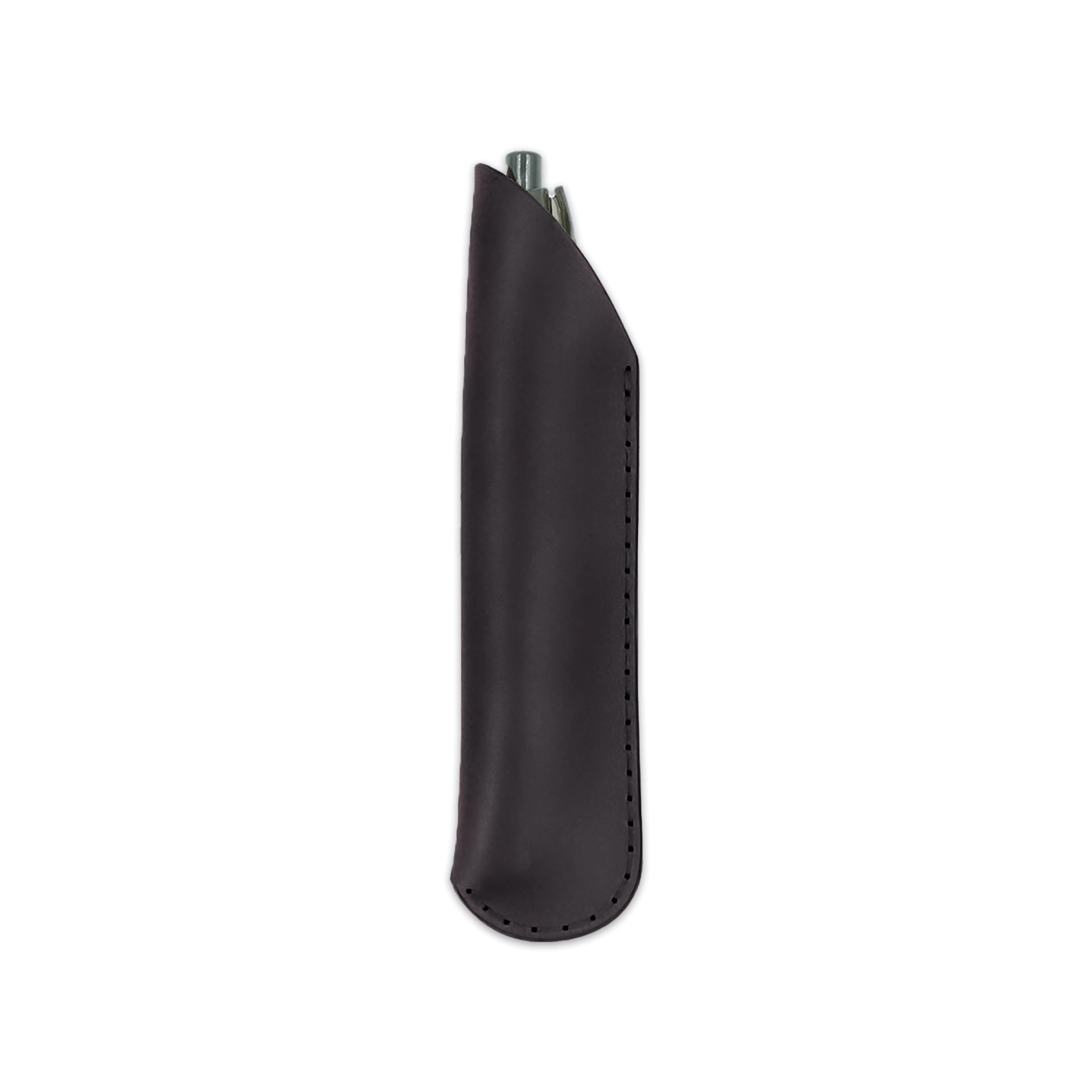 Black leather pen sheath with pen.