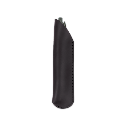 Black leather pen sheath with pen.