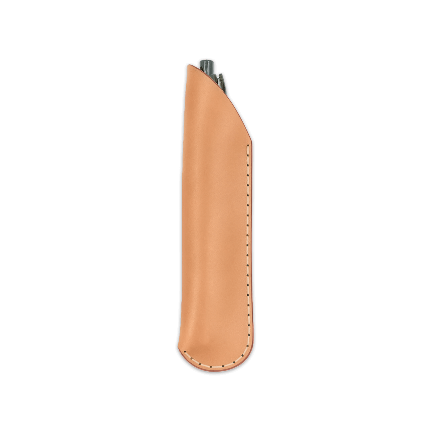 Tan leather pen sheath with pen.