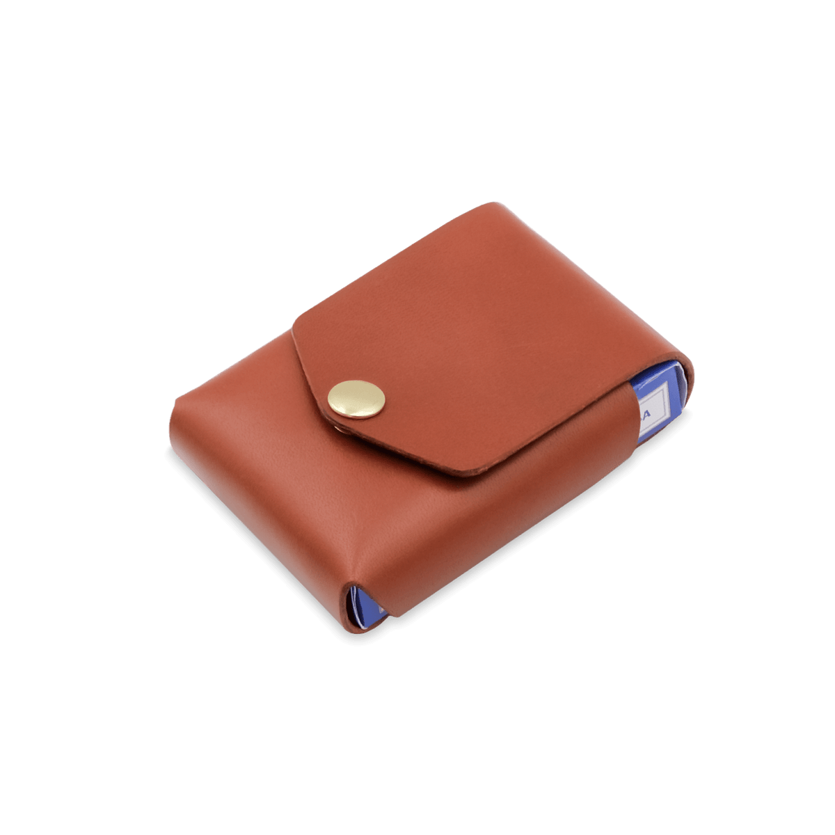 Playing Card Case in Brown Leather Side Angle 
