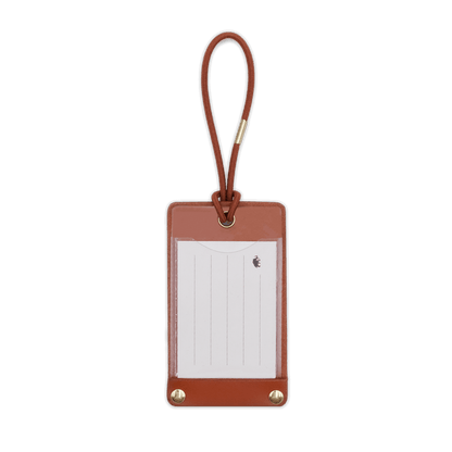 Premium Luggage Tag in Brown Back Shot.
