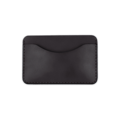 Black leather Slim Wallet front view.