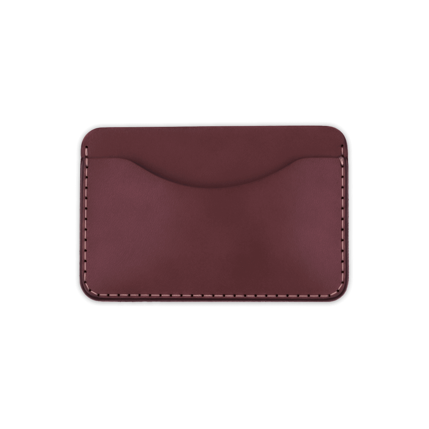 Burgundy leather Slim Wallet front view.