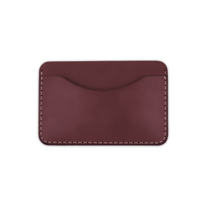 Burgundy leather Slim Wallet front view.