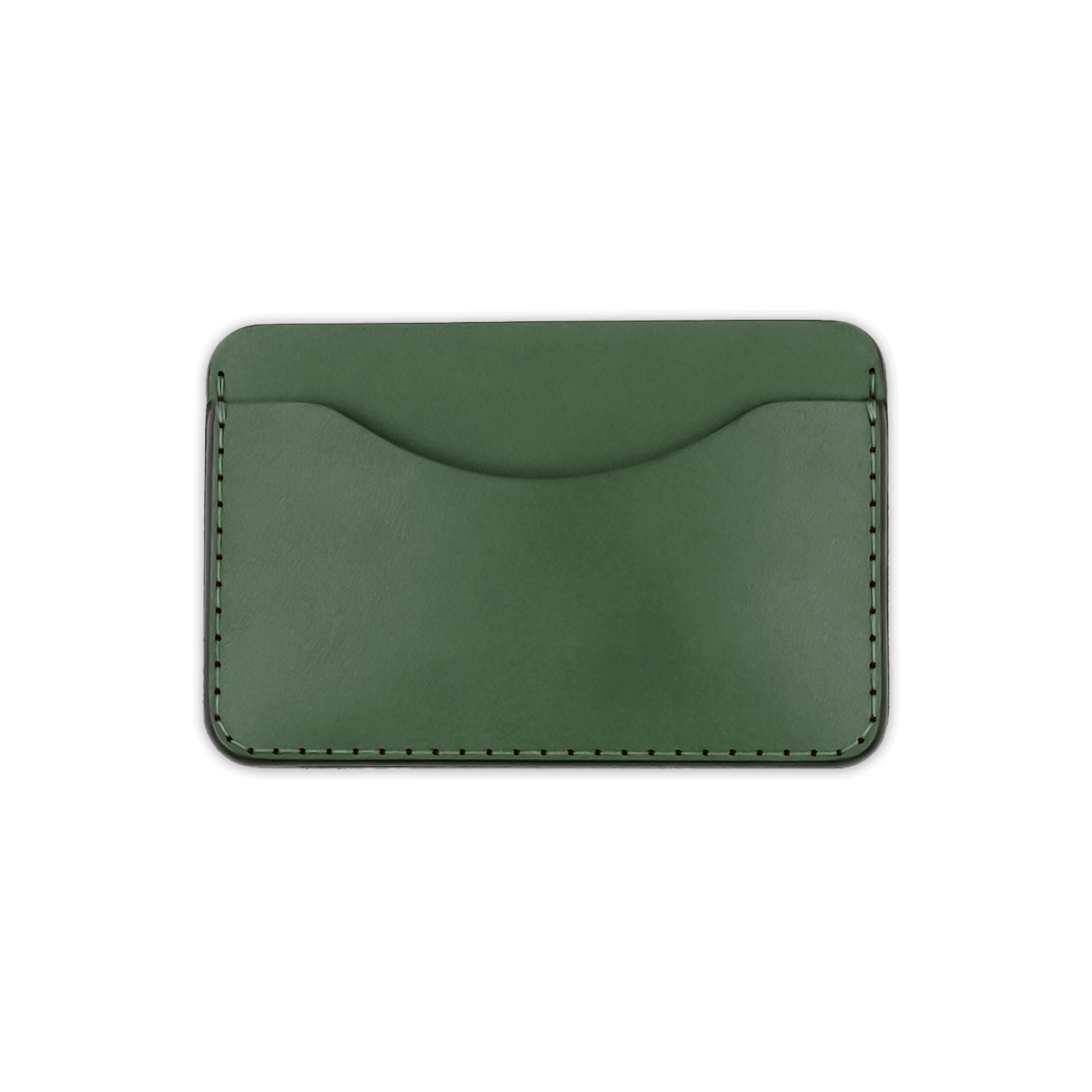 Green leather Slim Wallet front view.