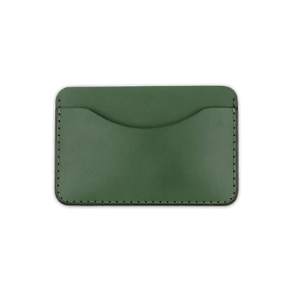 Green leather Slim Wallet front view.