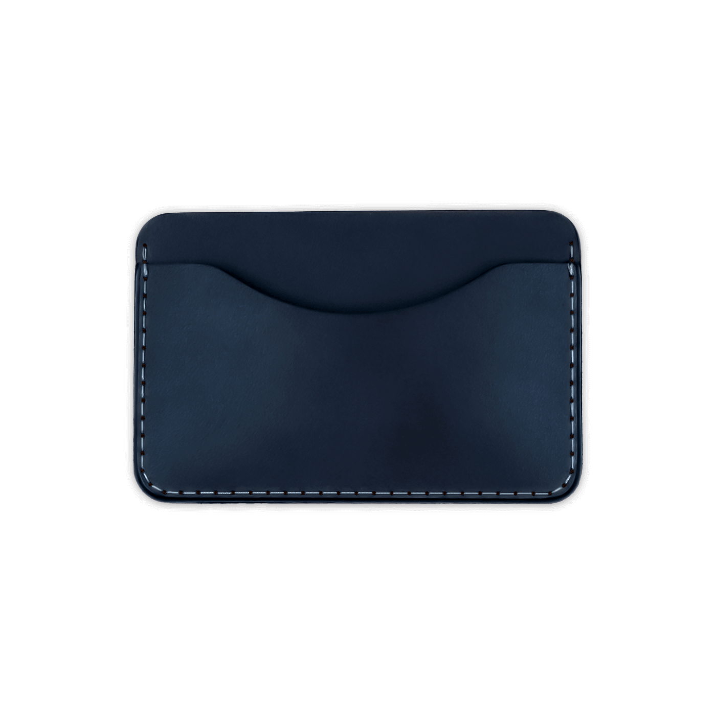 Navy leather Slim Wallet front view.