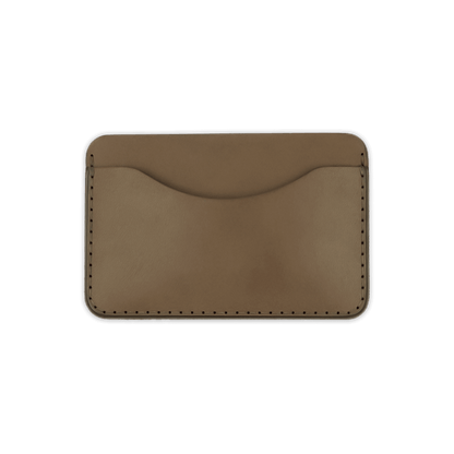 Olive leather Slim Wallet front view.