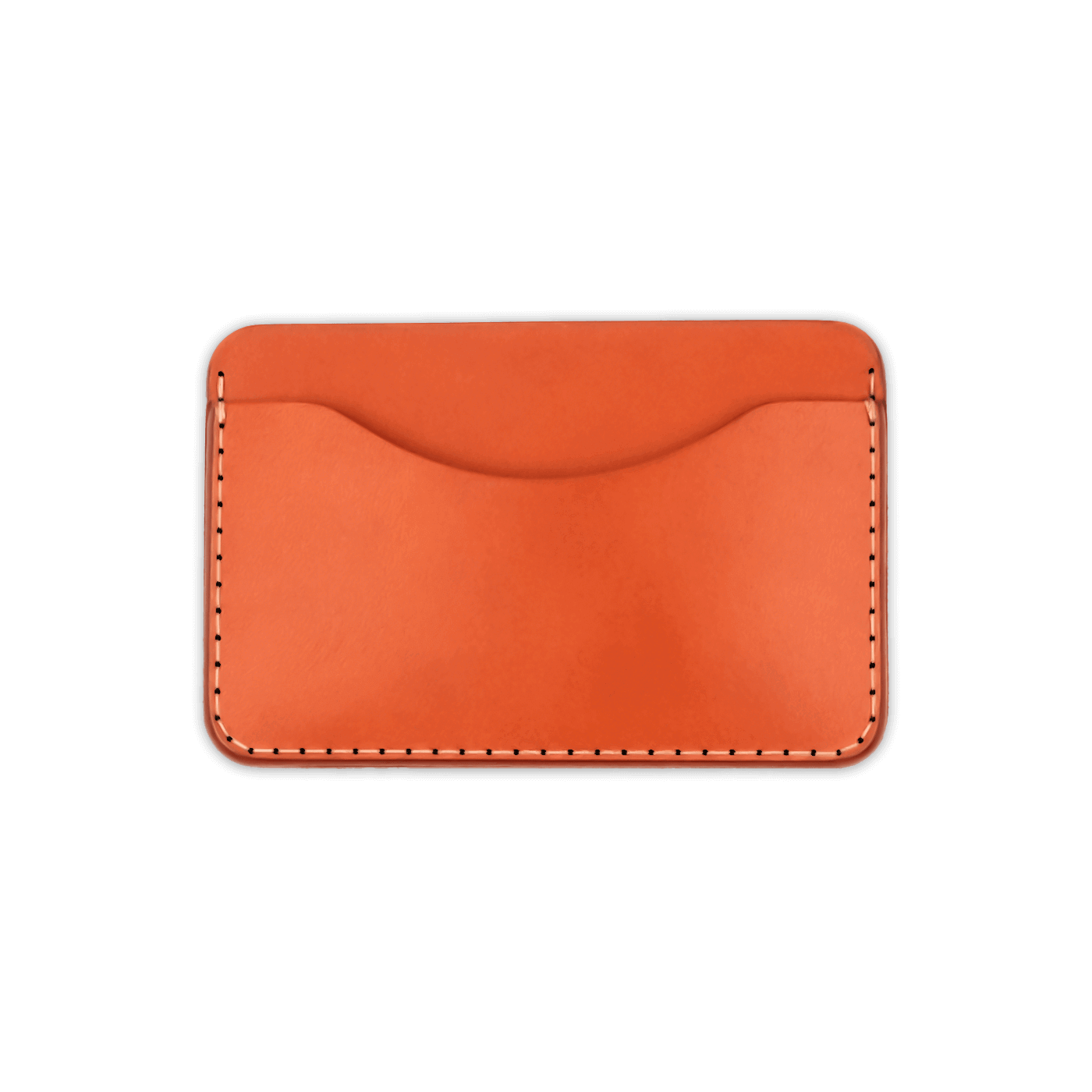 Orange leather Slim Wallet front view.