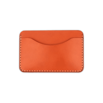 Orange leather Slim Wallet front view.