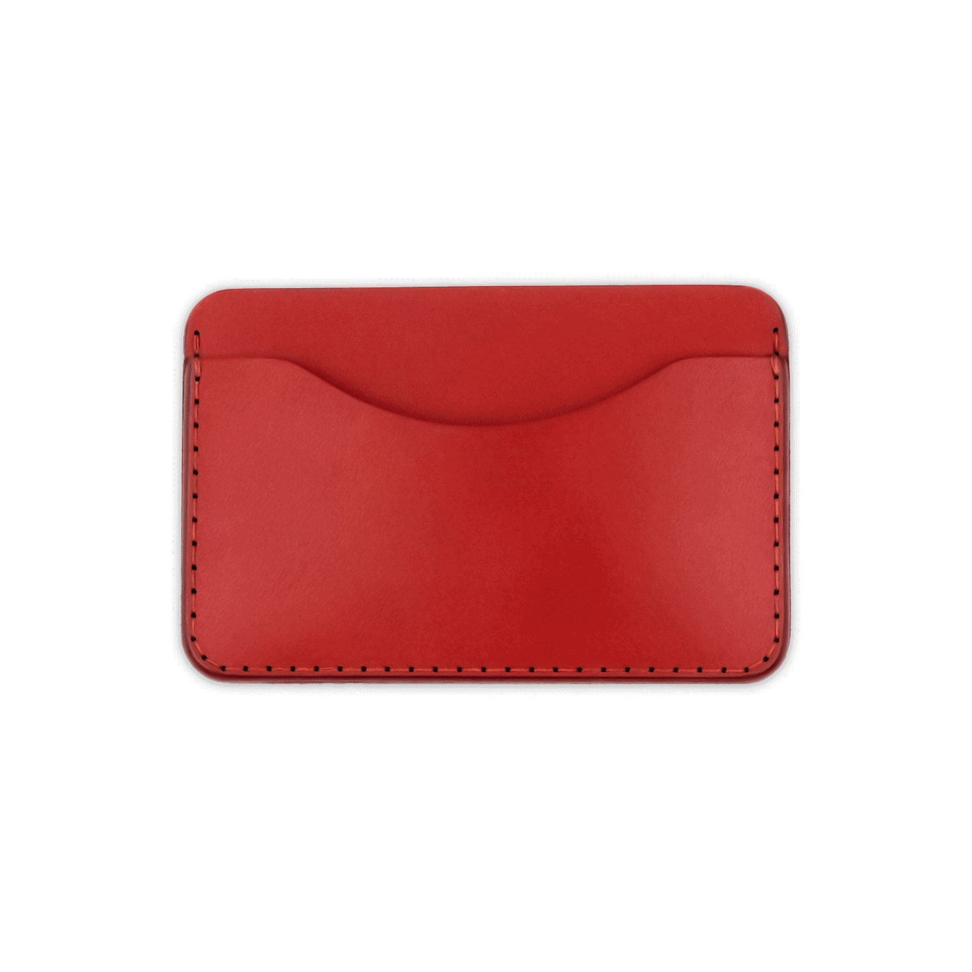 Red leather Slim Wallet front view.