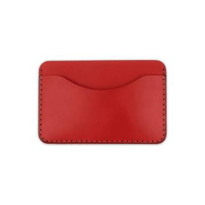 Red leather Slim Wallet front view.