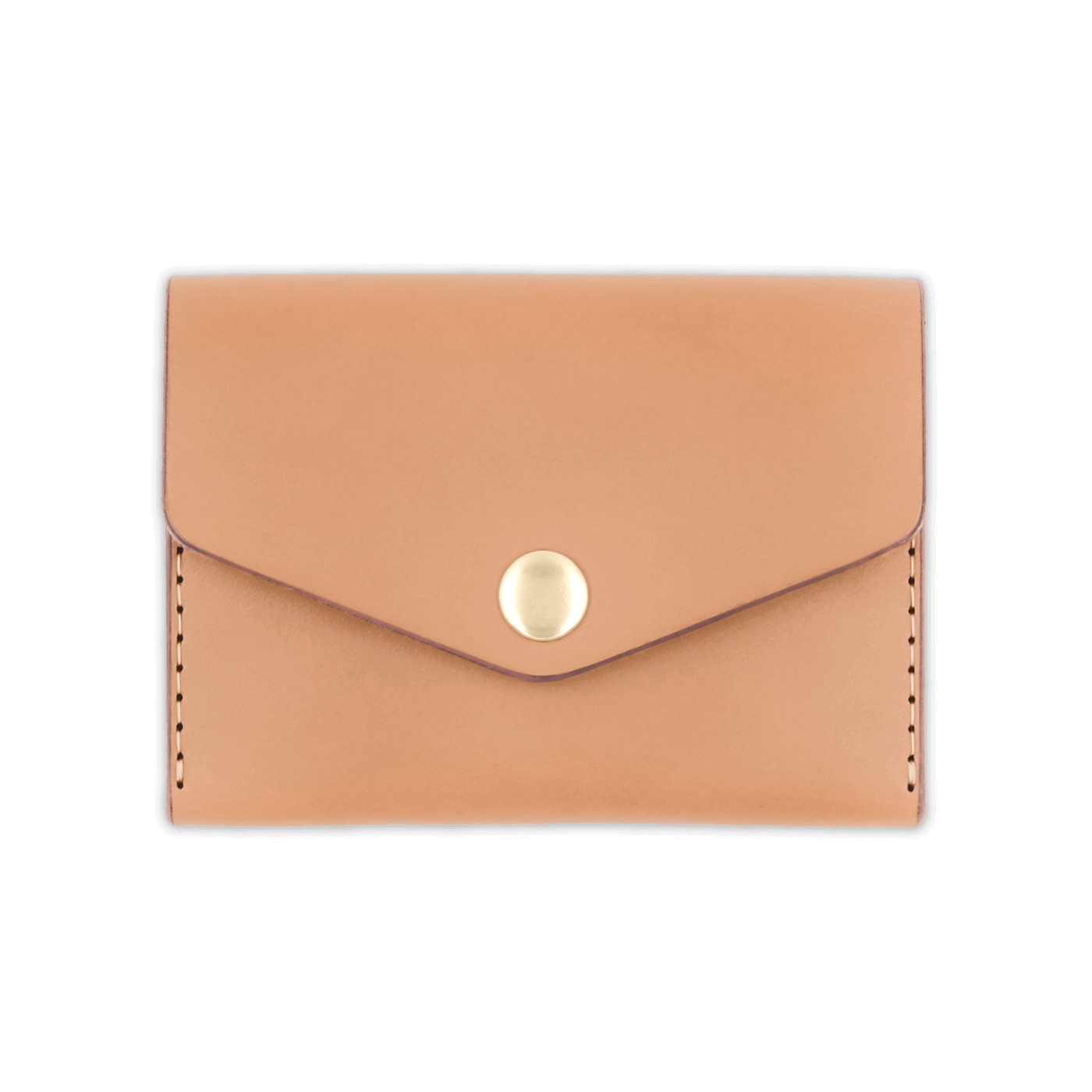 Natural leather Snap Wallet front view with fold closure and brass hardware.